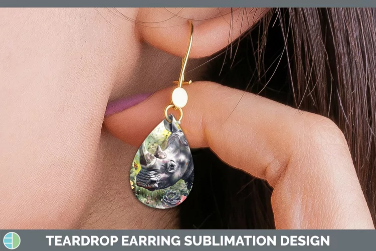Exotic Animals Rhino Teardrop Earrings Sublimation Earrings