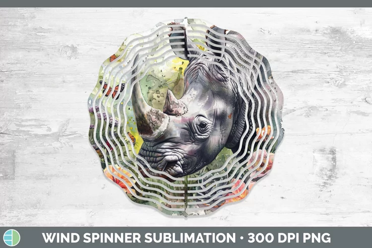 Exotic Animals Rhino Wind Spinner Sublimation Spinner Design