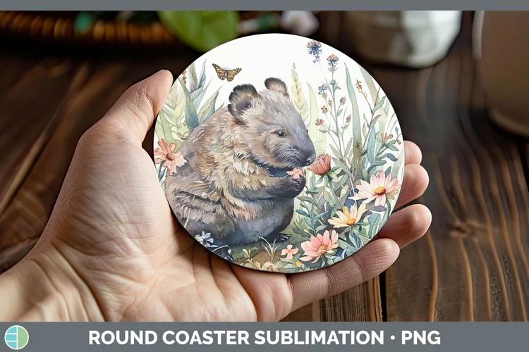 Exotic Animals Wombat Round Coaster Sublimation Coaster Desi
