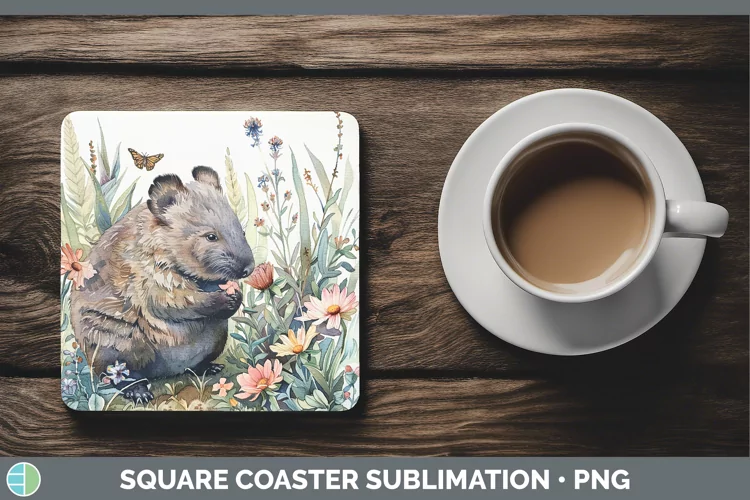 Exotic Animals Wombat Square Coaster Sublimation Coaster Des