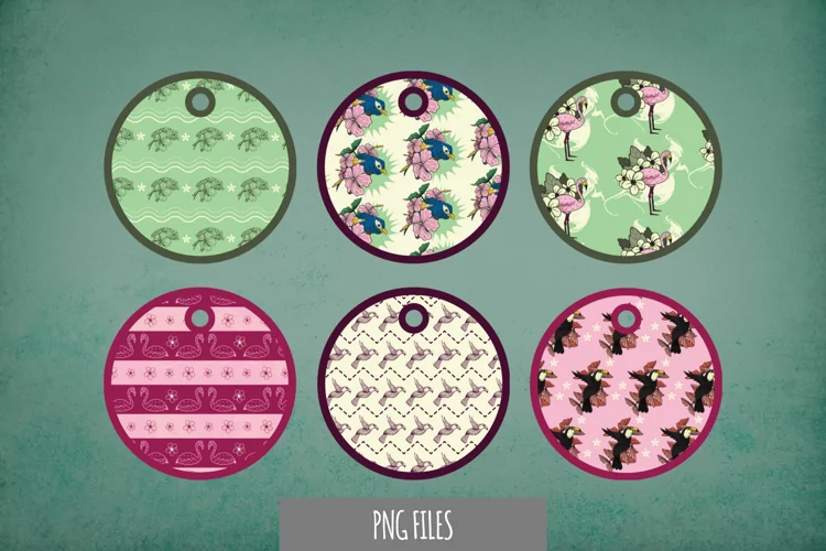 Exotic Bird Seamless Pattern Tags