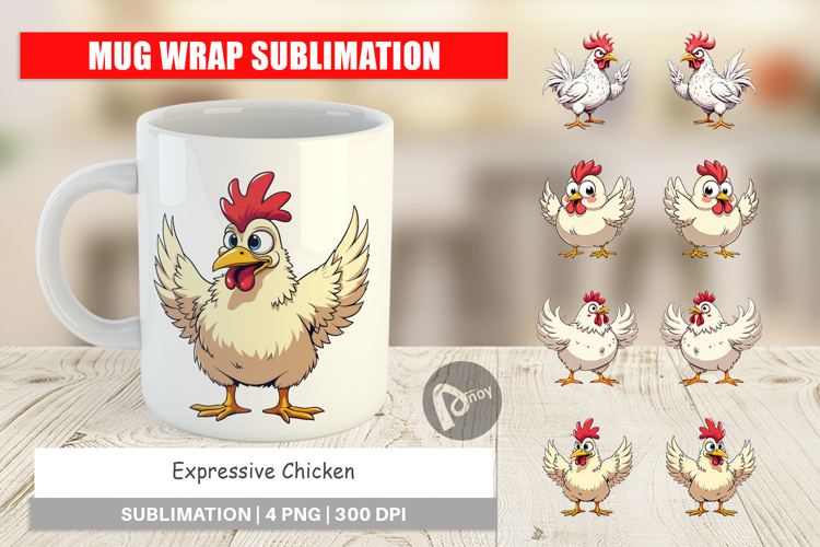 Mug Wrap Expressive Chicken