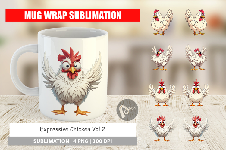 Mug Wrap Expressive Chicken