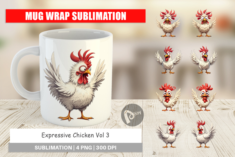 Mug Wrap Expressive Chicken