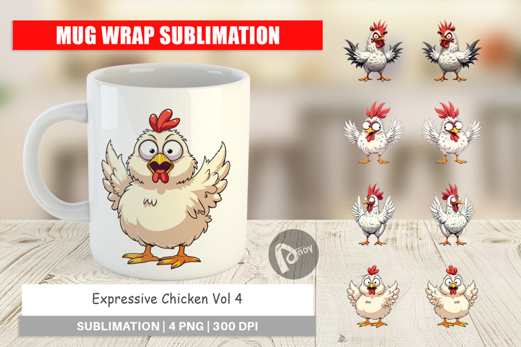 Mug Wrap Expressive Chicken