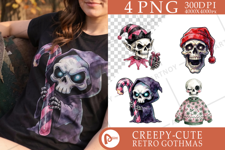 Playful Gothmas Skulls Sublimation