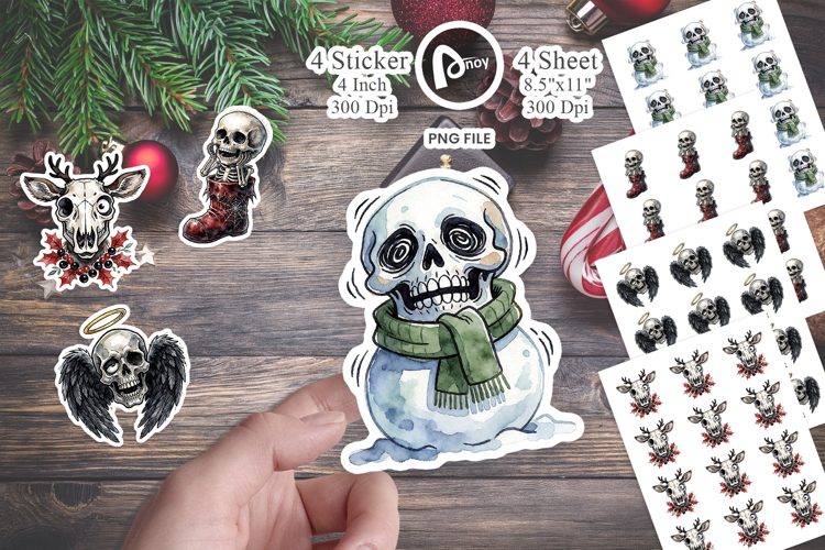 Playful Gothmas Skulls Sticker