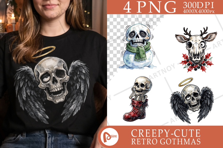 Playful Gothmas Skulls Sublimation