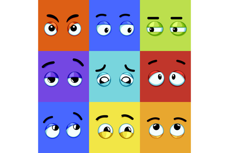 eye emotions set cartoon