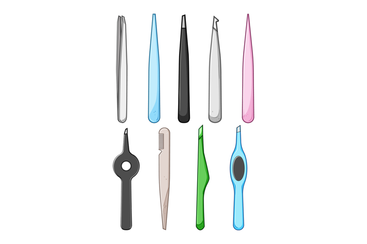 eyebrow tweezers set cartoon