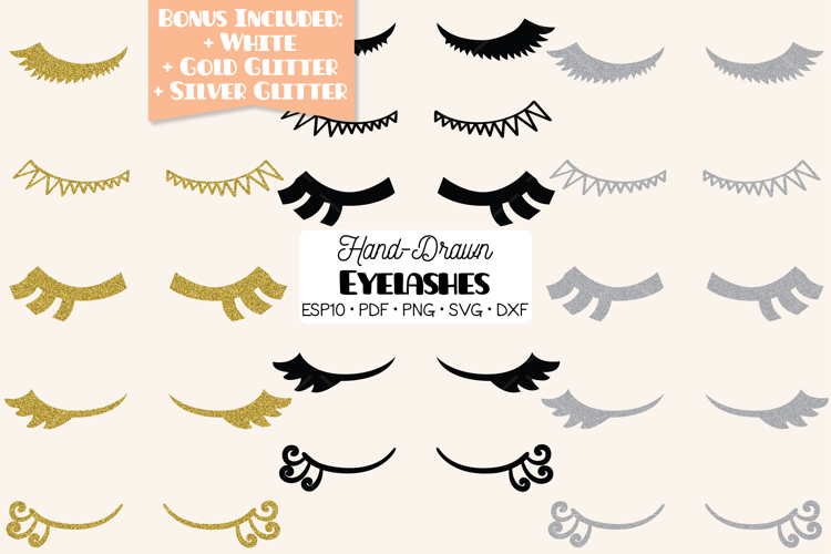 Black Eyelashes | Hand-drawn clip art of girl eyes