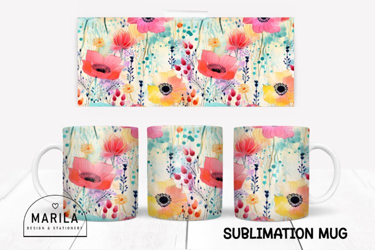 Whimsy Flowers Mug sublimation design #2 example image 1