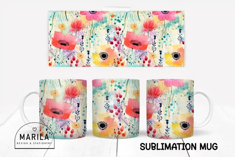 Whimsy Flowers Mug sublimation design #2