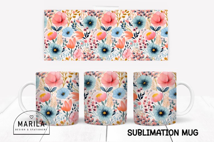 Whimsy Flowers Mug sublimation design #3 example image 1