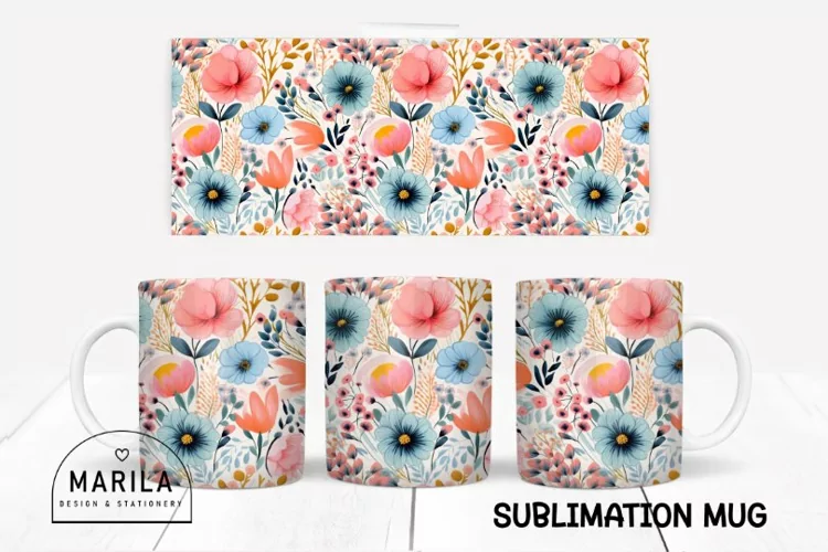 Whimsy Flowers Mug sublimation design #3