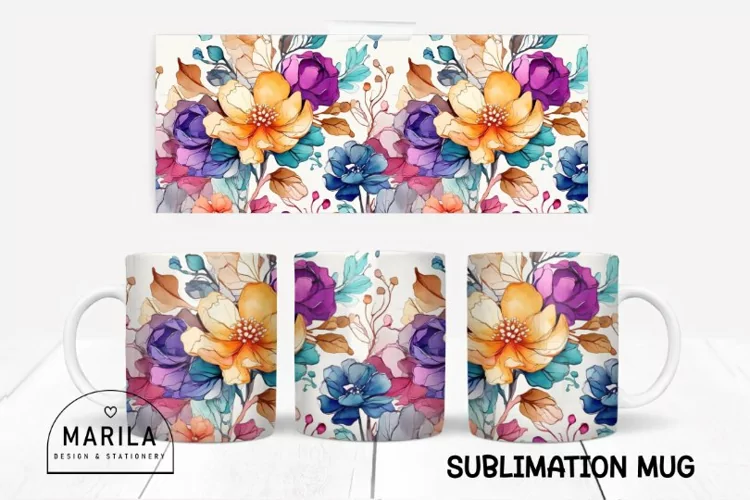Whimsy Flowers Mug sublimation design #4