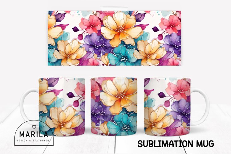 Whimsy Flowers Mug sublimation design #5 example image 1