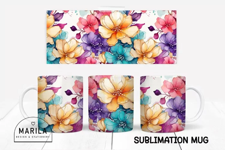 Whimsy Flowers Mug sublimation design #5