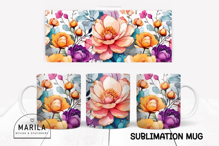 Whimsy Flowers Mug sublimation design #6 example image 1