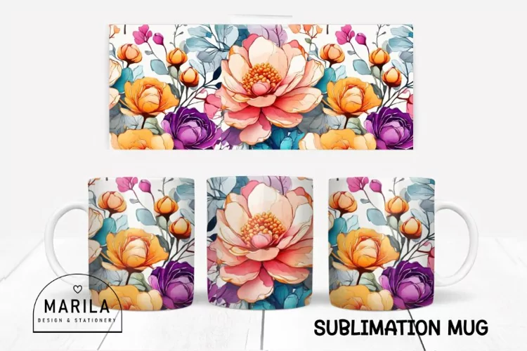 Whimsy Flowers Mug sublimation design #6