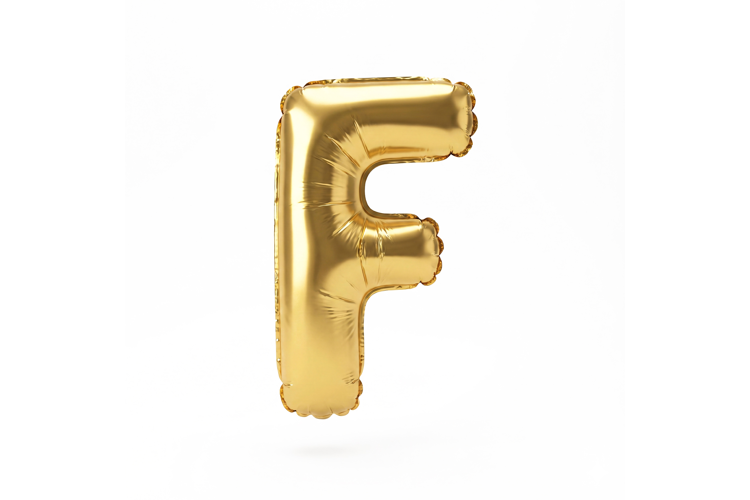 Golden Metallic Letter F Foil Balloon Party Decoration