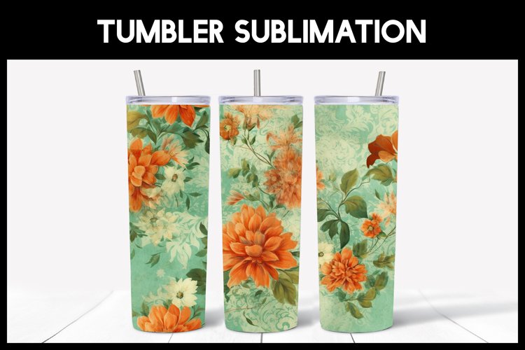 Retro Flower Tumbler Sublimation Seamless Tumbler