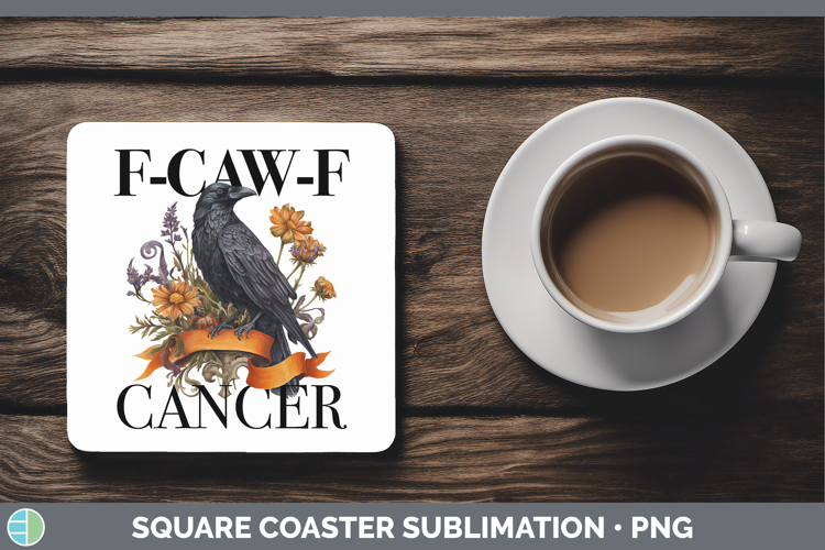 Orange Ribbon Square Coaster F-CAW-F CANCER Sublimation Coas