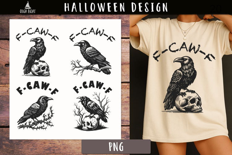 F-Caw-F Raven Crow Skull PNG designs