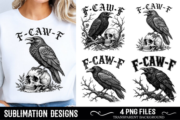 F-Caw-F Raven Crow Skull PNG designs example image 1