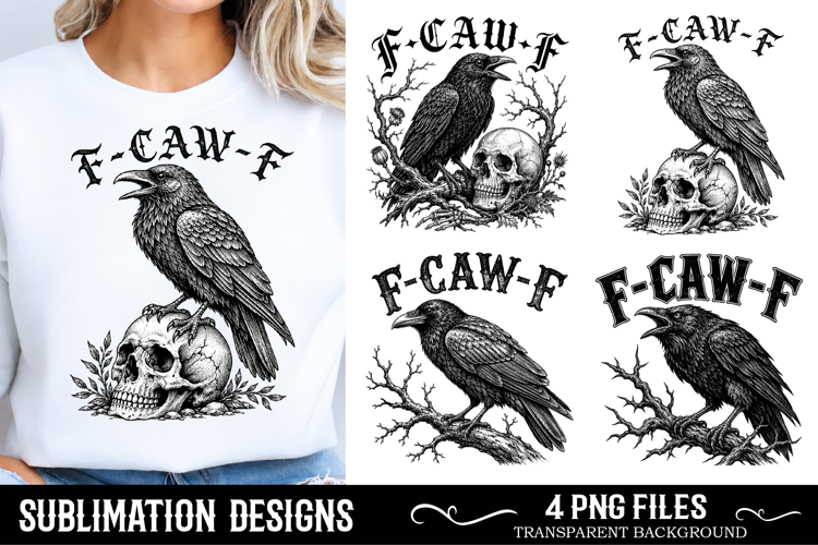 F-Caw-F Raven Crow Skull PNG designs