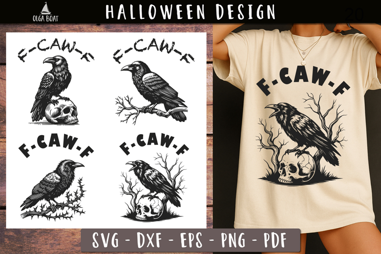 F-Caw-F Raven Crow Skull SVG designs