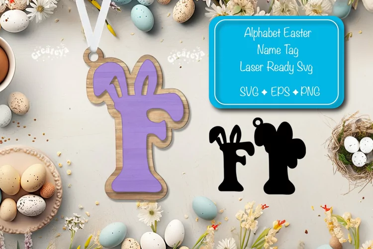 Alphabet Letter F Easter basket tags Easter tag Laser Cut