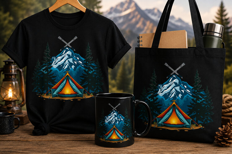 Happy Camper PNG, Camping Adventure Mountain Outdoor Design example image 1