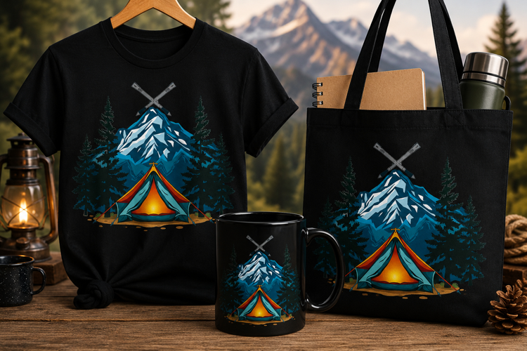 Happy Camper PNG, Camping Adventure Mountain Outdoor Design