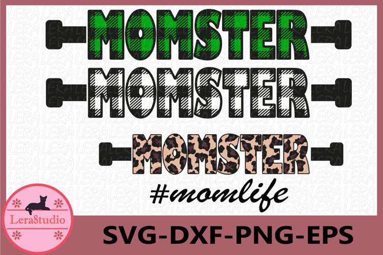 Momster Svg, Mom Halloween Monster Svg, Buffalo Plaid Svg example image 1