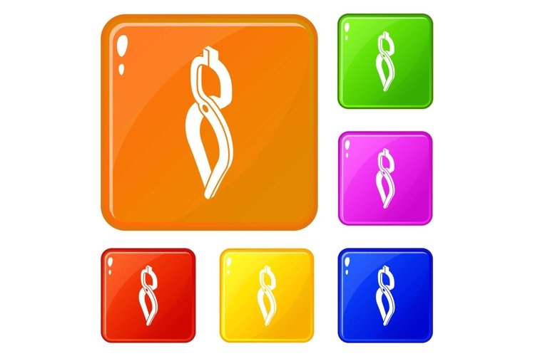 Blacksmith tong icons set vector color