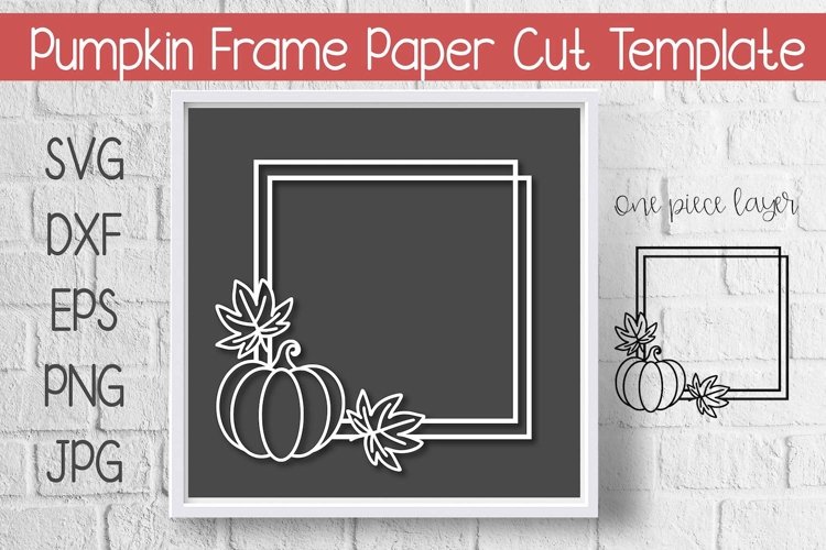 Pumpkin Leaves Frame Paper Cut Template Design example image 1