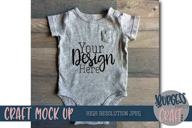 Baby bodysuit Craft Mock up | High Resolution JPEG example image 1