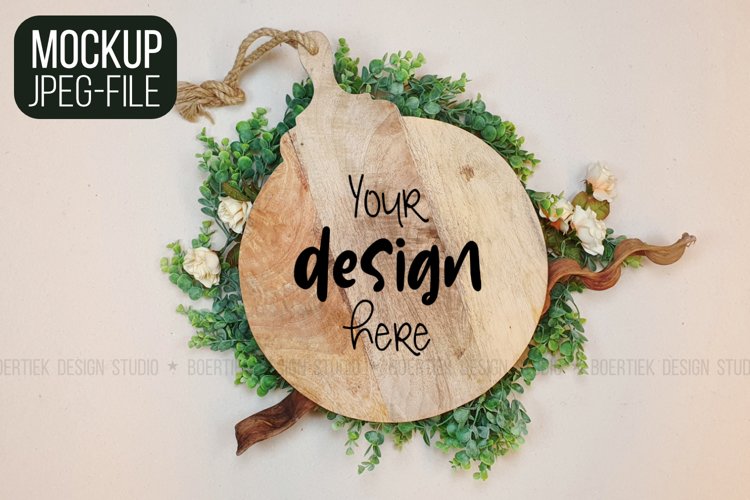 Mockup | JPEG | Wooden cutting board example image 1