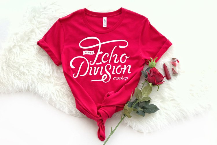 Valentine Shirt Mockup - BC 3001 - Red example image 1