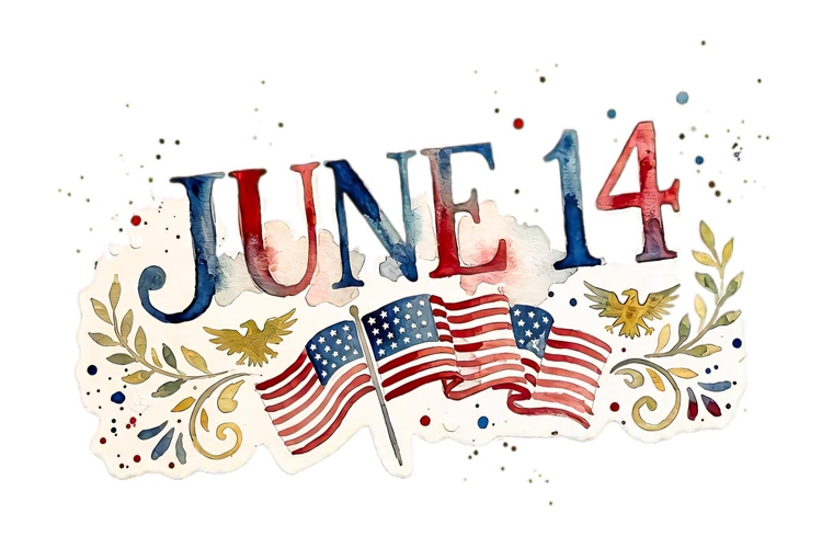 Watercolor American Flag Day clipart June 14