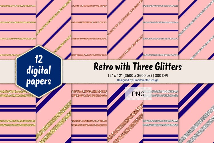 Pinstripes Retro with Three Glitters Color Combo #95 example image 1