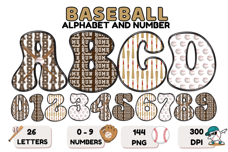 Baseball Sport Alphabet png clipart, baseball letters doodle