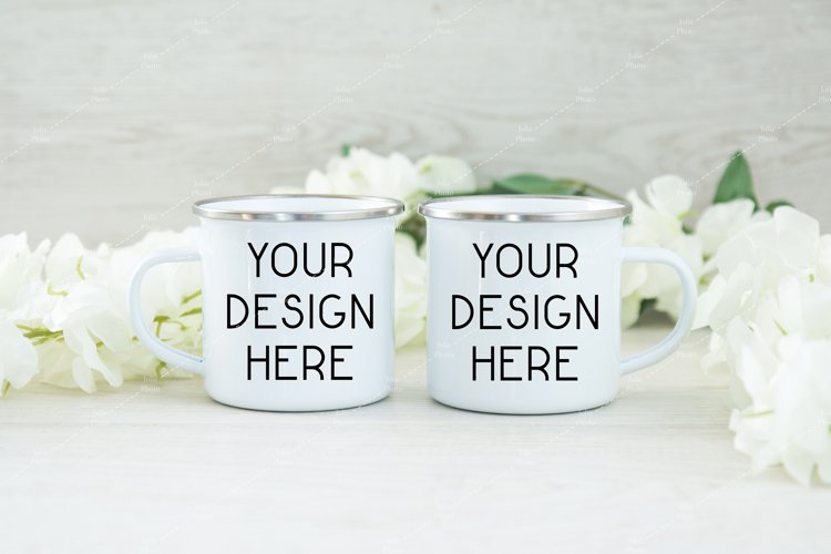 Mug Mockup Enamel Blank White Coffee Cup example image 1