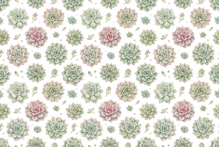 Watercolor succulent garden pattern Mothers Day