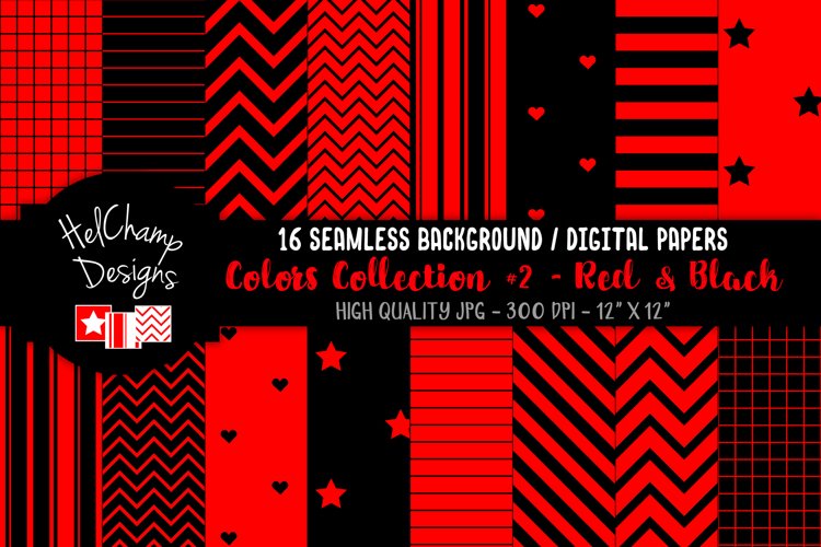 16 seamless Digital Papers - Red and Black - HC114 example image 1