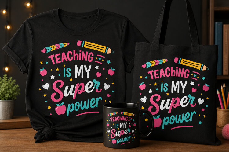 Teaching Is My Superpower PNG | Teacher School Design example image 1