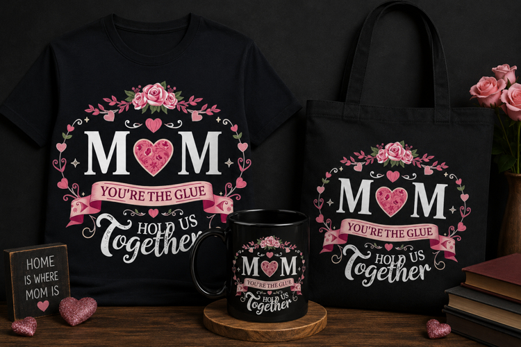 Mom You’re the Glue PNG | Mother’s Day Floral Design