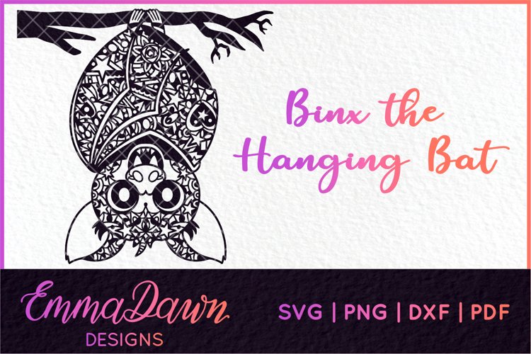 BINX THE HANGING BAT SVG VAMPIRE HALLOWEEN ZENTANGLE DESIGN example image 1