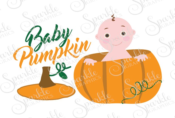 Baby Pumpkin Cut File Set | SVG, EPS, DXF, PNG example image 1